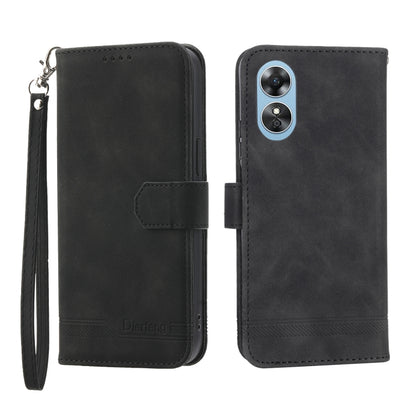 For OPPO Reno8 T 4G Global Dierfeng Dream Line TPU + PU Leather Phone Case(Black) by buy2fix