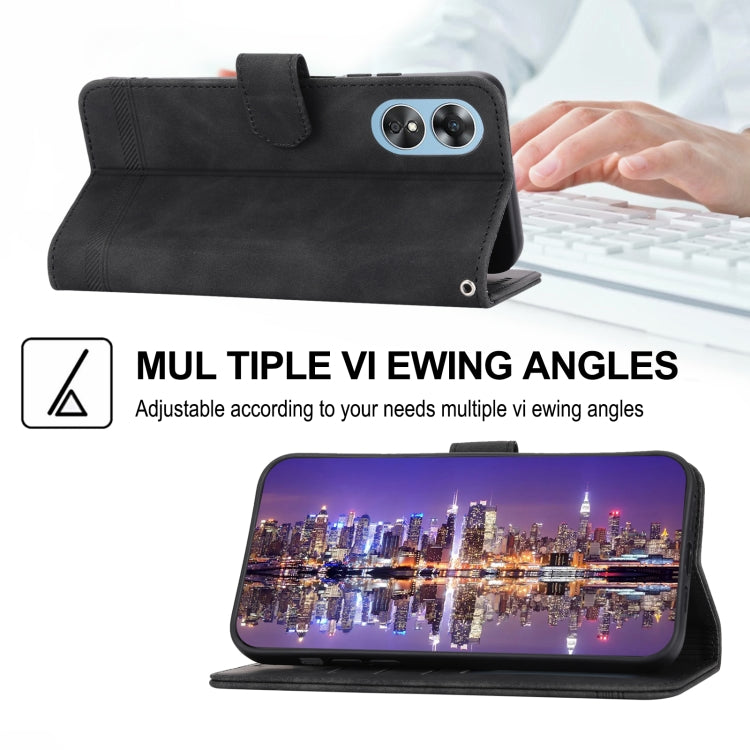 For OPPO Reno8 T 4G Global Dierfeng Dream Line TPU + PU Leather Phone Case(Black) by buy2fix