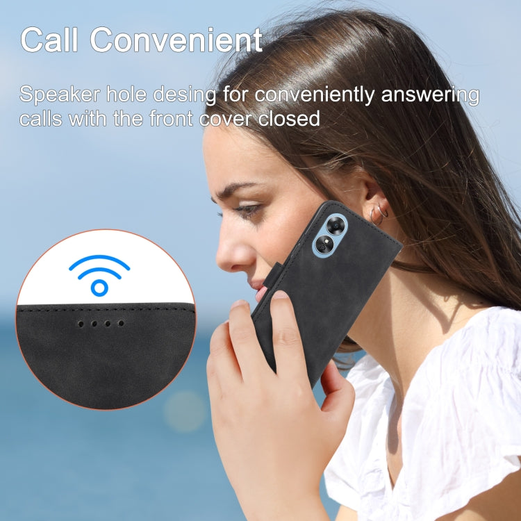 For OPPO Reno8 T 4G Global Dierfeng Dream Line TPU + PU Leather Phone Case(Black) by buy2fix