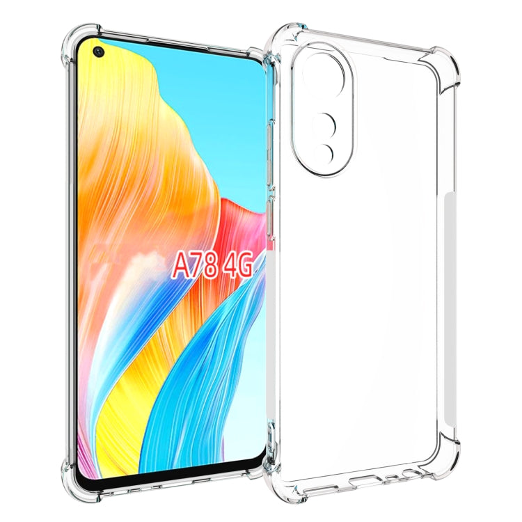 For OPPO A78 4G Shockproof Non-slip Thickening TPU Phone Case(Transparent) by buy2fix
