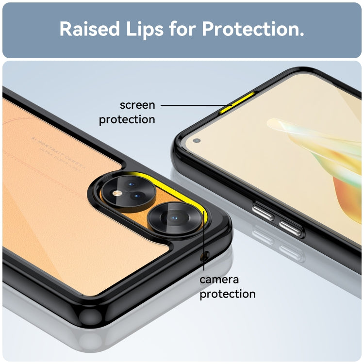 For OPPO Reno8 T 4G Colorful Series Acrylic + TPU Phone Case(Black) by buy2fix