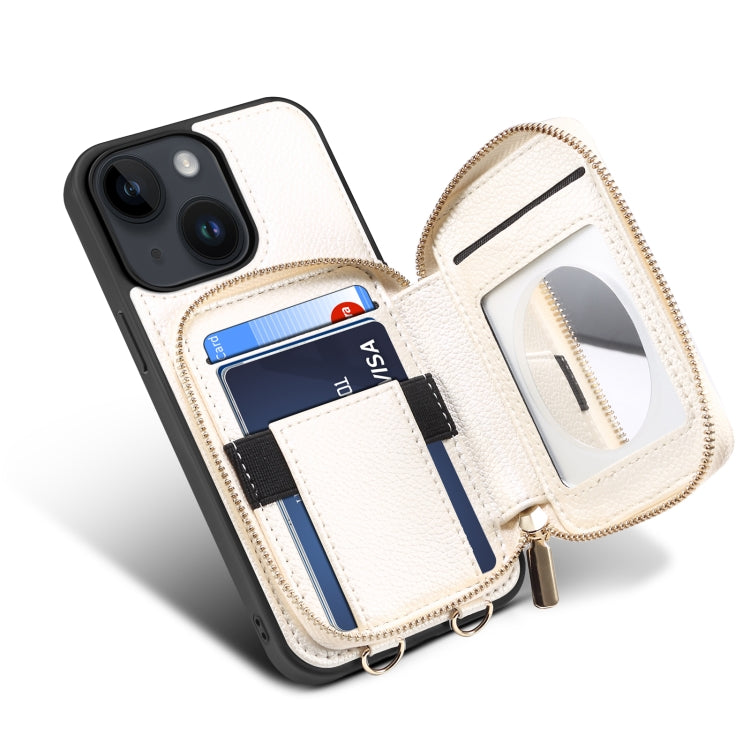 For iPhone 14 Zipper Card Slot Phone Case(White) - iPhone 14 Cases by buy2fix | Online Shopping UK | buy2fix