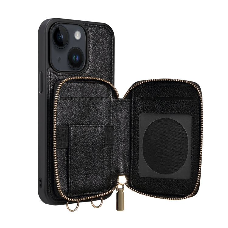 For iPhone 14 Zipper Card Slot Phone Case(Black) - iPhone 14 Cases by buy2fix | Online Shopping UK | buy2fix