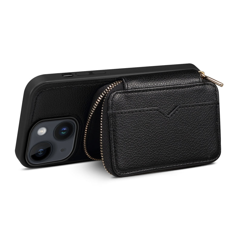 For iPhone 14 Zipper Card Slot Phone Case(Black) - iPhone 14 Cases by buy2fix | Online Shopping UK | buy2fix