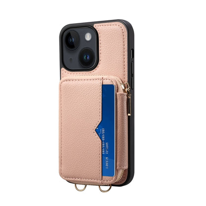 For iPhone 14 Zipper Card Slot Phone Case(Pink) - iPhone 14 Cases by buy2fix | Online Shopping UK | buy2fix