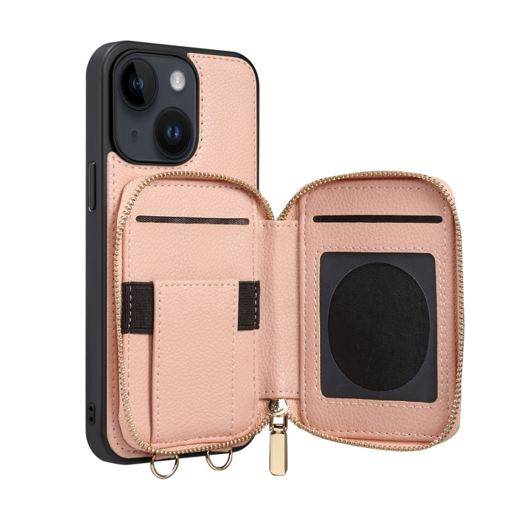 For iPhone 14 Zipper Card Slot Phone Case(Pink) - iPhone 14 Cases by buy2fix | Online Shopping UK | buy2fix