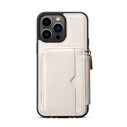 For iPhone 13 Pro Max Zipper Card Slot Phone Case(White) - iPhone 13 Pro Max Cases by buy2fix | Online Shopping UK | buy2fix