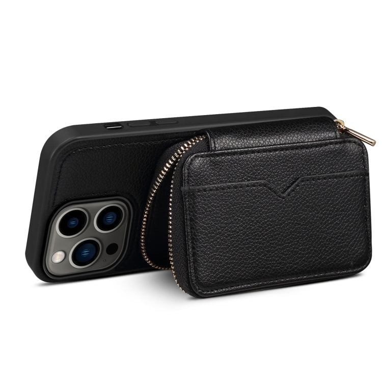 For iPhone 13 Pro Max Zipper Card Slot Phone Case(Black) - iPhone 13 Pro Max Cases by buy2fix | Online Shopping UK | buy2fix