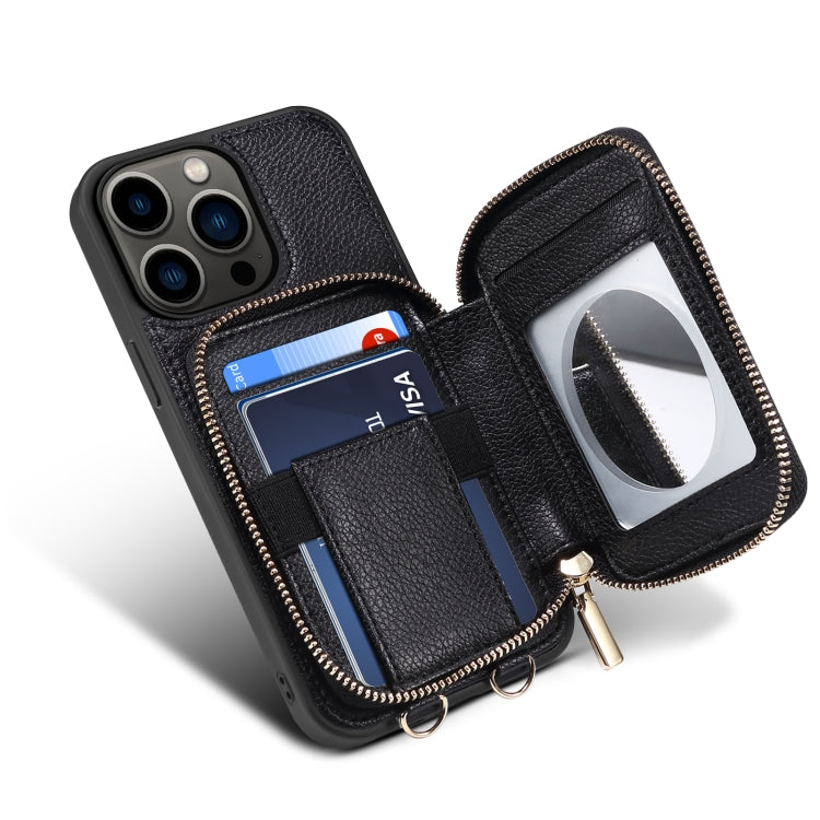 For iPhone 13 Pro Max Zipper Card Slot Phone Case(Black) - iPhone 13 Pro Max Cases by buy2fix | Online Shopping UK | buy2fix