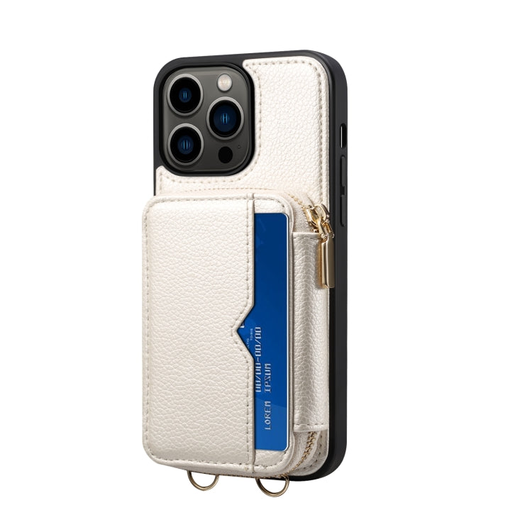 For iPhone 13 Pro Zipper Card Slot Phone Case(White) - iPhone 13 Pro Cases by buy2fix | Online Shopping UK | buy2fix