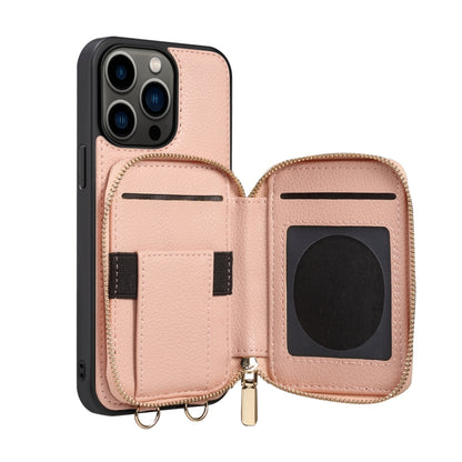 For iPhone 13 Pro Zipper Card Slot Phone Case(Pink) - iPhone 13 Pro Cases by buy2fix | Online Shopping UK | buy2fix
