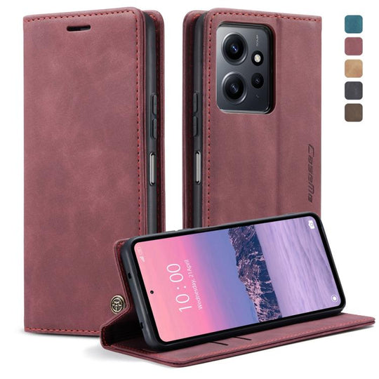 For Xiaomi Redmi Note 12 4G Global CaseMe 013 Multifunctional Horizontal Flip Leather Phone Case(Wine Red)