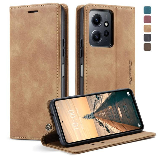 For Xiaomi Redmi Note 12 4G Global CaseMe 013 Multifunctional Horizontal Flip Leather Phone Case(Brown) - Xiaomi Cases by CaseMe | Online Shopping UK | buy2fix
