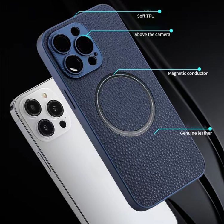 For iPhone 14 Skin Feel Litchi Texture MagSafe Magnetic Phone Case(Brown) by buy2fix