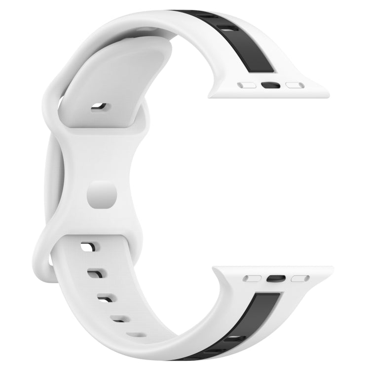 Nail Buckle Two-color Watch Band For Apple Watch Ultra 49mm&Watch Ultra 2 49mm / Series 9&8&7 45mm / SE 3&SE 2&6&SE&5&4 44mm / 3&2&1 42mm(White Black) by buy2fix