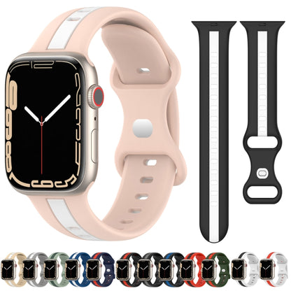 Nail Buckle Two-color Watch Band For Apple Watch Ultra 49mm&Watch Ultra 2 49mm / Series 9&8&7 45mm / SE 3&SE 2&6&SE&5&4 44mm / 3&2&1 42mm(White Black) by buy2fix