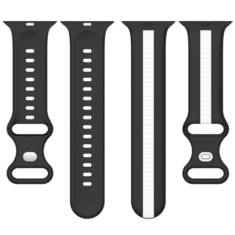 Nail Buckle Two-color Watch Band For Apple Watch Ultra 49mm&Watch Ultra 2 49mm / Series 9&8&7 45mm / SE 3&SE 2&6&SE&5&4 44mm / 3&2&1 42mm(White Black) by buy2fix