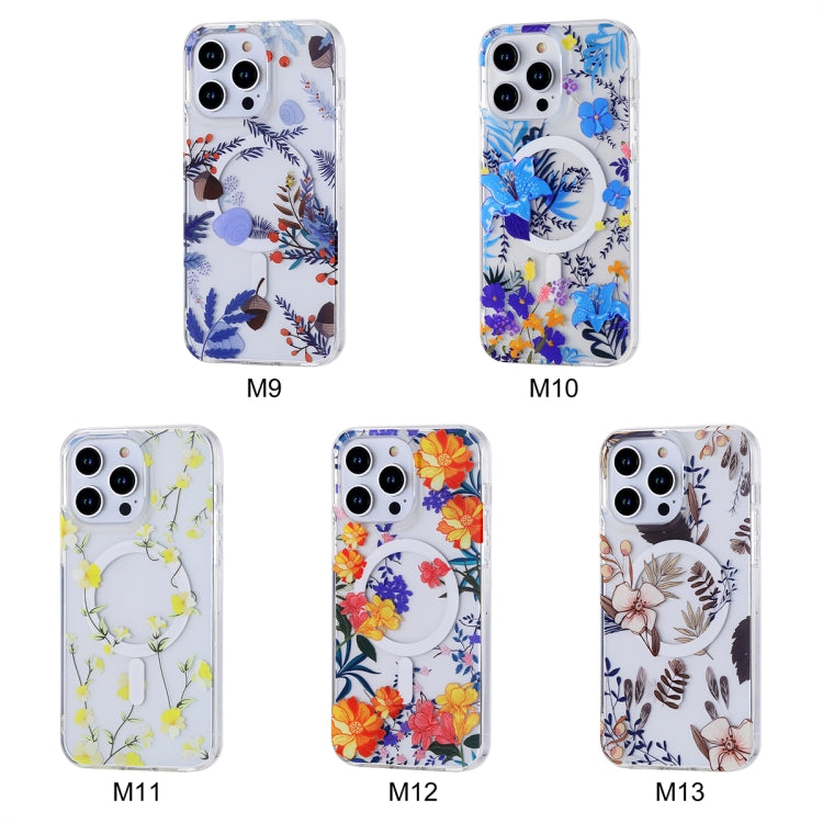 For iPhone 12 Pro Max Transparent Double Sided Magsafe Phone Case(Sky Blue Flower) by buy2fix