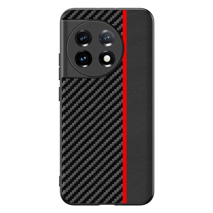 For OnePlus 11 Ultra-thin Carbon Fiber Texture Printing Phone Case(Black Red) - OnePlus Cases by buy2fix | Online Shopping UK | buy2fix