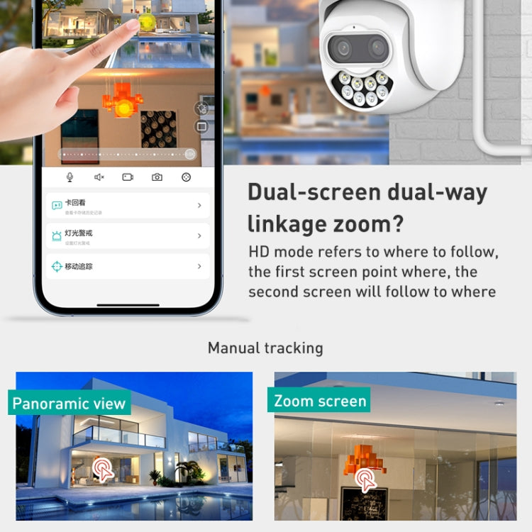 QX82 400W Dual Screen Dual Channel Synchronous Monitoring IP Camera, Plug:AU Plug by buy2fix