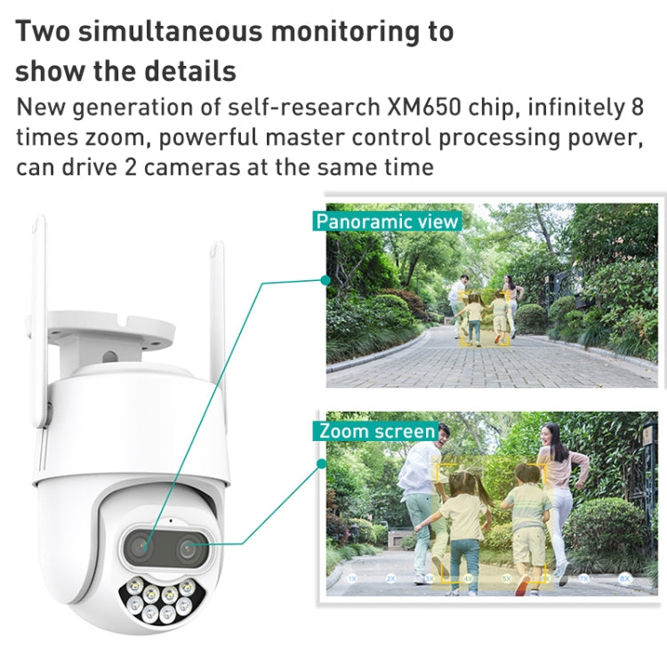 QX82 400W Dual Screen Dual Channel Synchronous Monitoring IP Camera, Plug:EU Plug by buy2fix