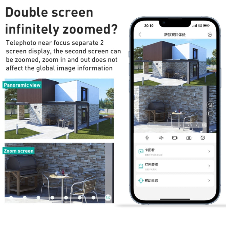 QX82 400W Dual Screen Dual Channel Synchronous Monitoring IP Camera, Plug:EU Plug by buy2fix