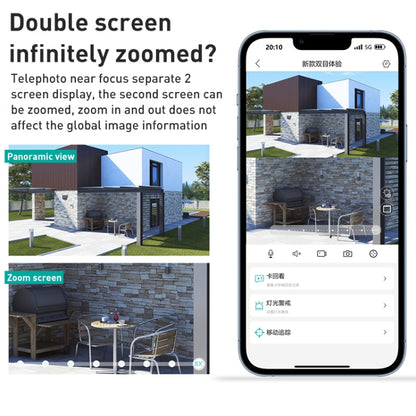 QX82 400W Dual Screen Dual Channel Synchronous Monitoring IP Camera, Plug:EU Plug by buy2fix