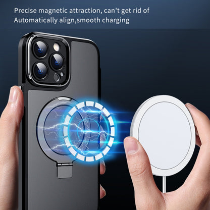 For iPhone 14 MagSafe Magnetic Metal Holder Phone Case(Green) by buy2fix