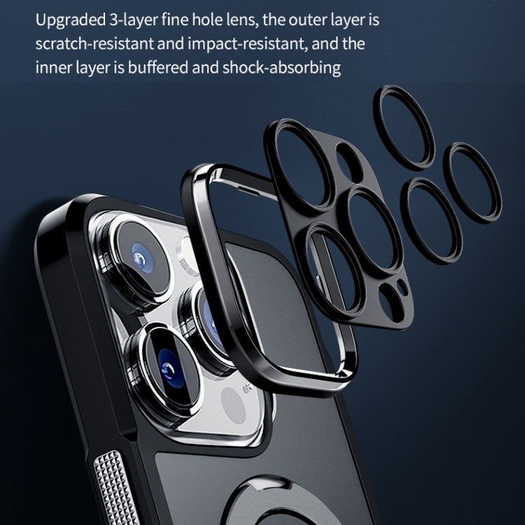 For iPhone 14 Plus MagSafe Magnetic Metal Holder Phone Case(Blue) - iPhone 14 Plus Cases by buy2fix | Online Shopping UK | buy2fix