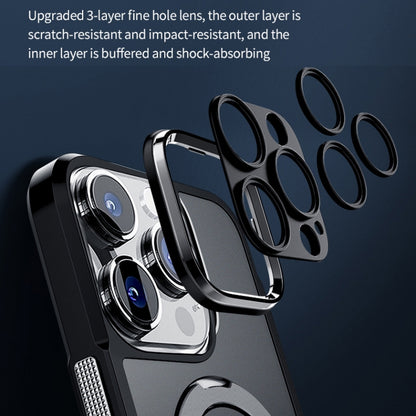 For iPhone 14 Plus MagSafe Magnetic Metal Holder Phone Case(Blue) - iPhone 14 Plus Cases by buy2fix | Online Shopping UK | buy2fix