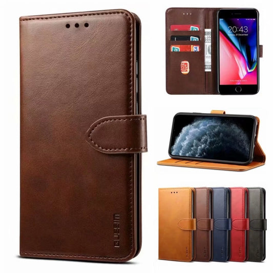 For iPhone 14 GUSSIM Horizontal Flip Leather Phone Case(Brown) - iPhone 14 Cases by GUSSIM | Online Shopping UK | buy2fix