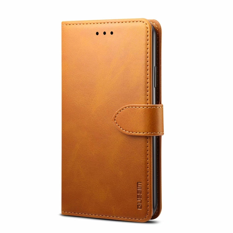 For iPhone 14 GUSSIM Horizontal Flip Leather Phone Case(Khaki) - iPhone 14 Cases by GUSSIM | Online Shopping UK | buy2fix
