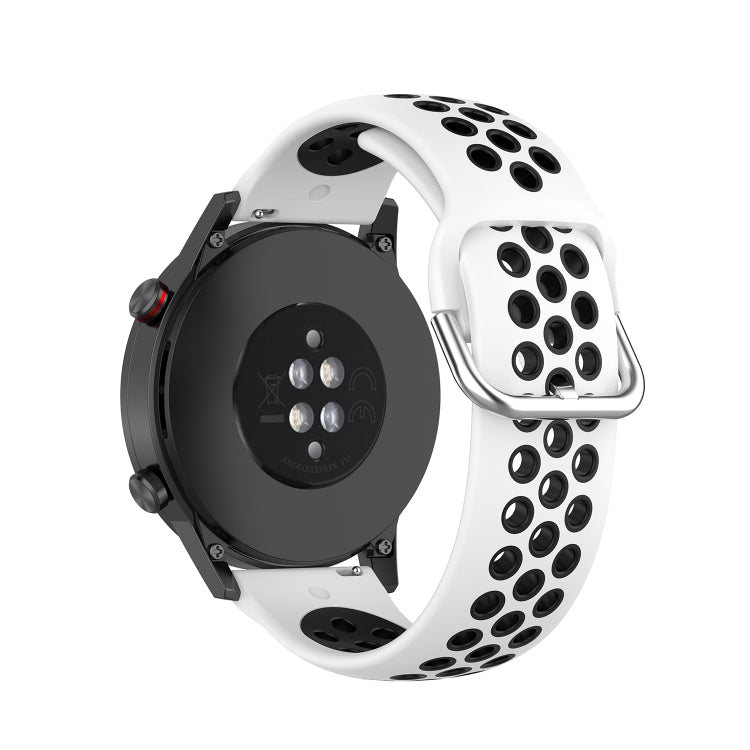 For Honor Watch GS 3i 22mm Sports Two-tone Silicone Watch Band(White Black) by buy2fix