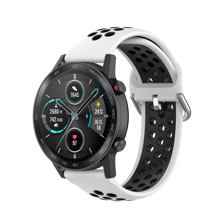 For Honor Watch GS 3i 22mm Sports Two-tone Silicone Watch Band(White Black) by buy2fix