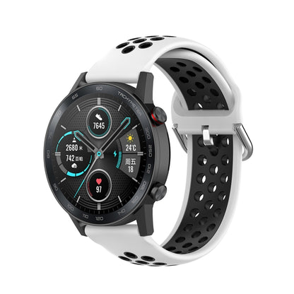 For Honor Watch GS 3i 22mm Sports Two-tone Silicone Watch Band(White Black) by buy2fix