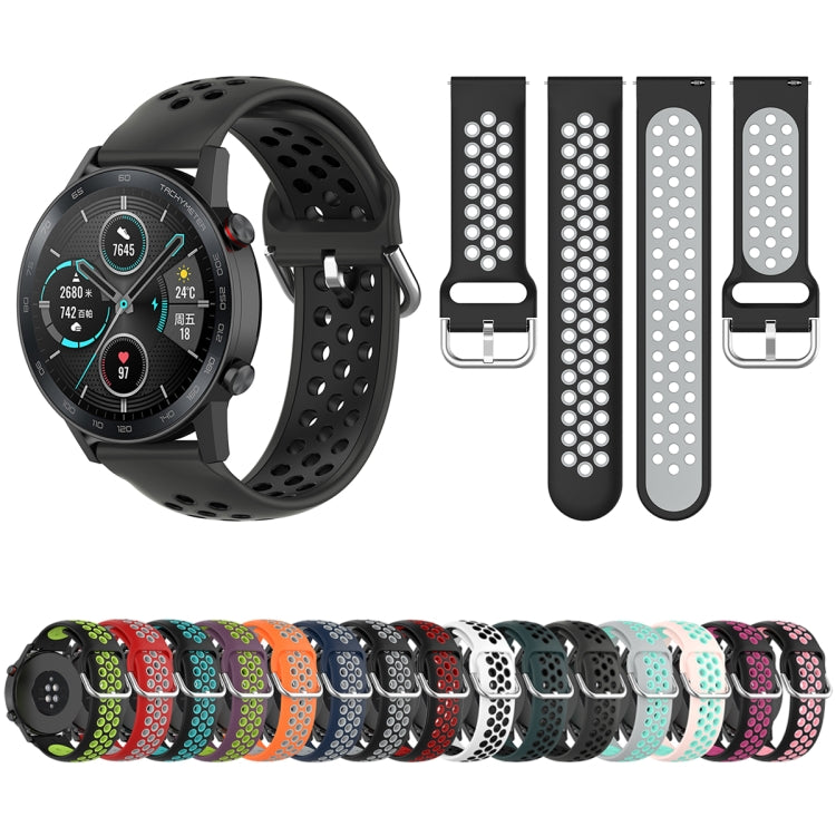 For Honor Watch GS 3i 22mm Sports Two-tone Silicone Watch Band(White Black) by buy2fix