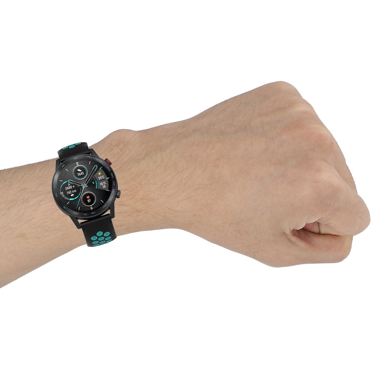 For Honor Watch GS 3i 22mm Sports Two-tone Silicone Watch Band(White Black) by buy2fix