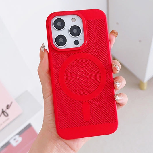 For iPhone 12 Pro Grid Cooling MagSafe Magnetic Phone Case(Red) by buy2fix