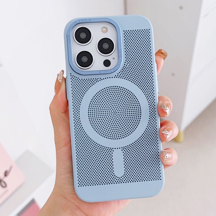 For iPhone 12 Pro Grid Cooling MagSafe Magnetic Phone Case(Sierra Blue) by buy2fix