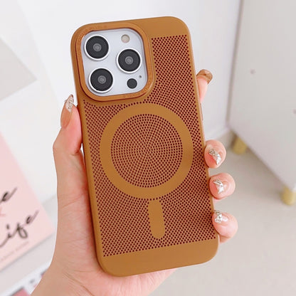 For iPhone 12 Grid Cooling MagSafe Magnetic Phone Case(Turmeric) by buy2fix