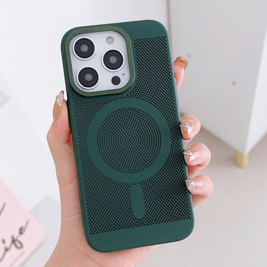 For iPhone 11 Pro Max Grid Cooling MagSafe Magnetic Phone Case(Alpine Green) by buy2fix