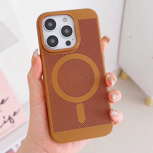For iPhone 11 Pro Max Grid Cooling MagSafe Magnetic Phone Case(Turmeric) by buy2fix