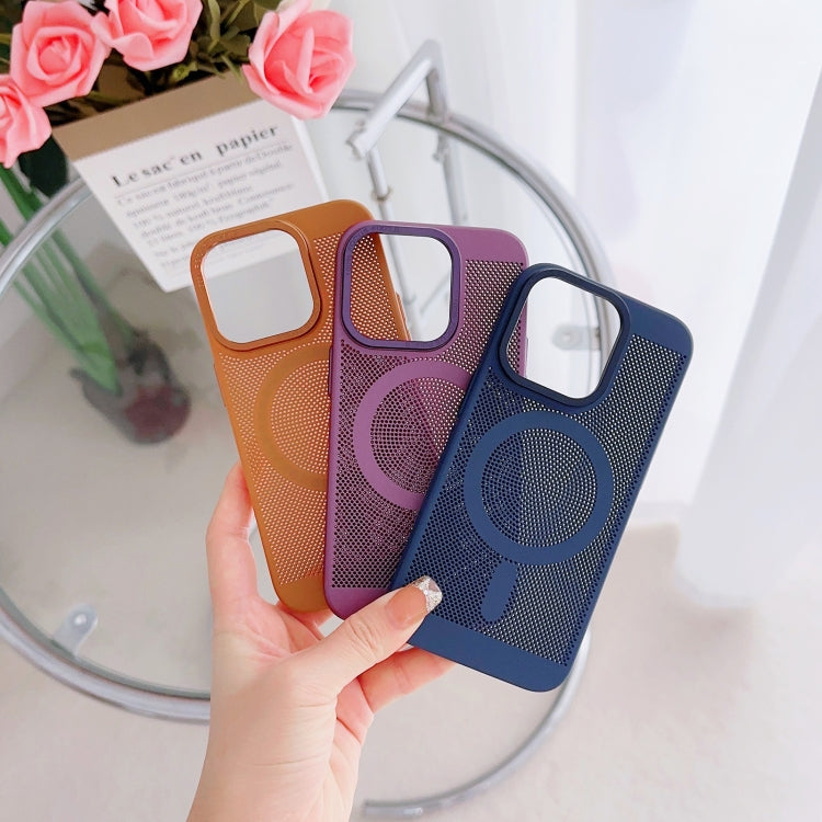 For iPhone 11 Pro Max Grid Cooling MagSafe Magnetic Phone Case(Navy Blue) by buy2fix