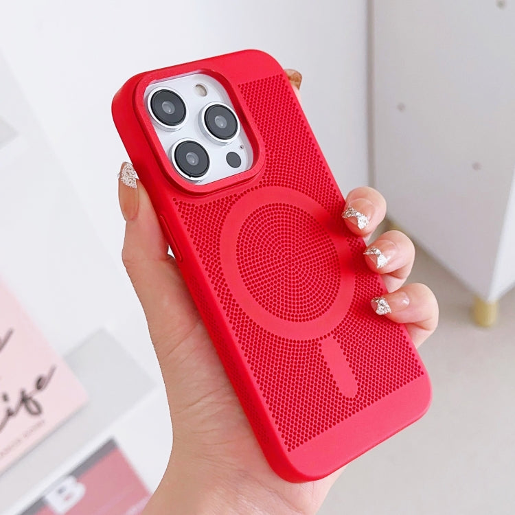 For iPhone 11 Pro Grid Cooling MagSafe Magnetic Phone Case(Red) by buy2fix