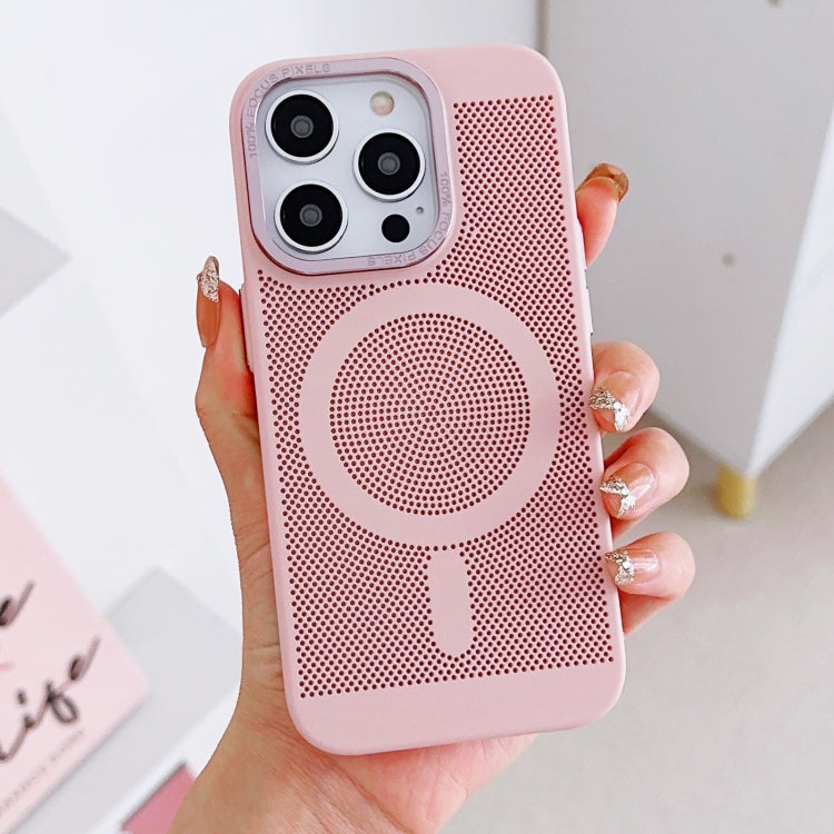 For iPhone 11 Pro Grid Cooling MagSafe Magnetic Phone Case(Pink) by buy2fix