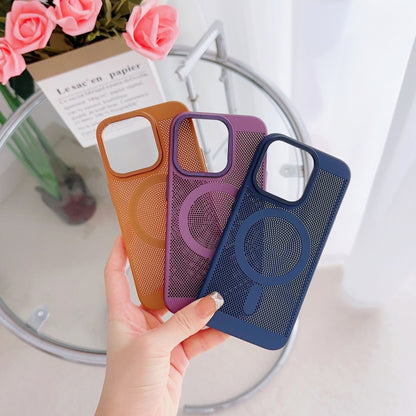 For iPhone 11 Pro Grid Cooling MagSafe Magnetic Phone Case(Dark Purple) by buy2fix