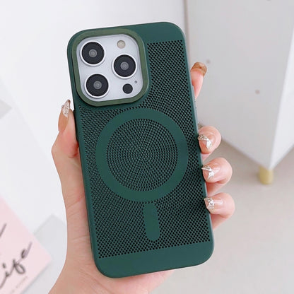 For iPhone 11 Grid Cooling MagSafe Magnetic Phone Case(Alpine Green) by buy2fix