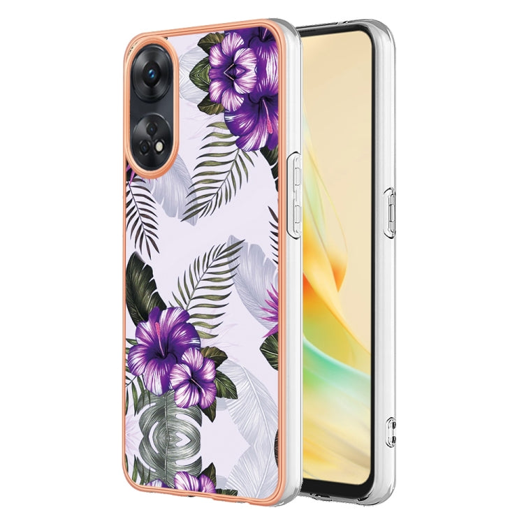 For OPPO Reno8 T 4G Electroplating IMD TPU Phone Case(Purple Flower) by buy2fix