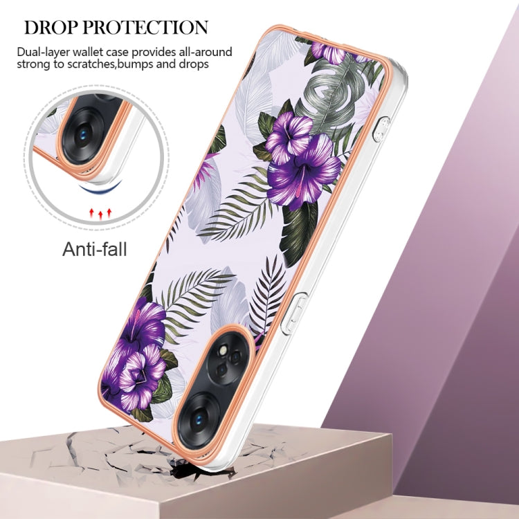 For OPPO Reno8 T 4G Electroplating IMD TPU Phone Case(Purple Flower) by buy2fix