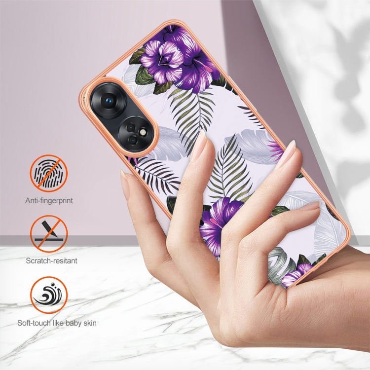For OPPO Reno8 T 4G Electroplating IMD TPU Phone Case(Purple Flower) by buy2fix